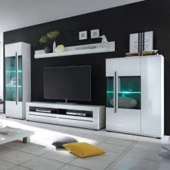 Roomscape Ensemble mural Farson (4 éléments) - Blanc brillant / Blanc 10 Roomscape Ensemble mural Farson (4 éléments) - Blanc brillant / Blanc -Meubles TV muraux Soldes wohnwand farson 4 teilig hochglanz weiss weiss 3696697