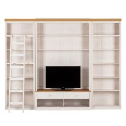 Maison Belfort Meuble TV Lillehammer I - 3 éléments - Pin massif - Pin blanc / Pin couleur miel -Meubles TV muraux Soldes wohnwand lillehammer i 3 teilig kiefer massiv weiss kiefer 1305270
