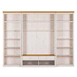 Maison Belfort Meuble TV Lillehammer I - 3 éléments - Pin massif - Pin blanc / Pin couleur miel -Meubles TV muraux Soldes wohnwand lillehammer i 3 teilig kiefer massiv weiss kiefer 1305274