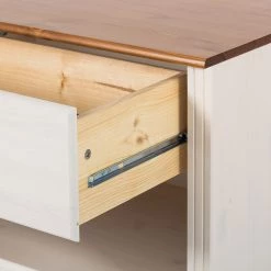 Maison Belfort Meuble TV Lillehammer I - 3 éléments - Pin massif - Pin blanc / Pin couleur miel -Meubles TV muraux Soldes wohnwand lillehammer i 3 teilig kiefer massiv weiss kiefer 1655030