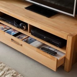 Ars Natura Meuble TV Majona - Duramen de hêtre -Meubles TV muraux Soldes wohnwand majona 4 teilig inkl beleuchtung kernbuche massiv 980782