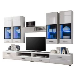 Meubles TV muraux Soldes -Meubles TV muraux Soldes wohnwand marcello 7 teilig inkl beleuchtung hochglanz weiss weiss 977318