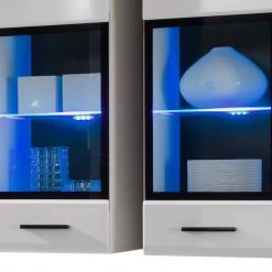 Mooved Ensemble mural Marcello (7 éléments) - Avec éclairage -Meubles TV muraux Soldes wohnwand marcello 7 teilig inkl beleuchtung hochglanz weiss weiss 977322