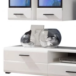 Mooved Ensemble mural Marcello (7 éléments) - Avec éclairage -Meubles TV muraux Soldes wohnwand marcello 7 teilig inkl beleuchtung hochglanz weiss weiss 977326