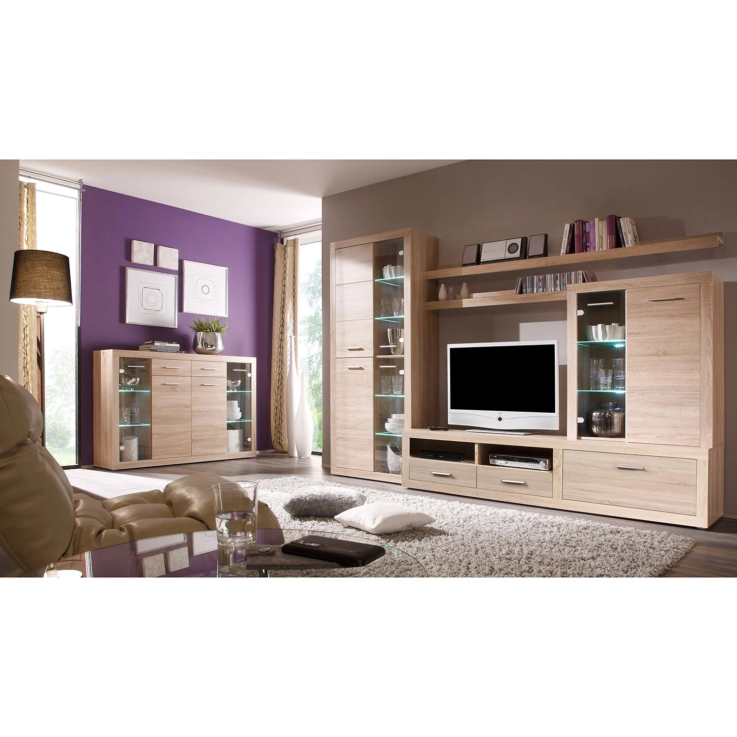 Mooved Meuble TV Rindby (5 éléments) - Avec éclairage - Imitation chêne Sonoma 5 Mooved Meuble TV Rindby (5 éléments) - Avec éclairage - Imitation chêne Sonoma – Image 3