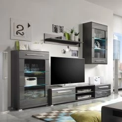 Loftscape Meuble TV Tadeus I (4 éléments) - Avec éclairage Gris brillant /
