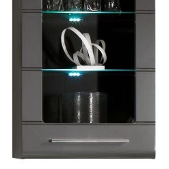 Loftscape Meuble TV Tadeus I (4 éléments) - Avec éclairage Gris brillant / -Meubles TV muraux Soldes wohnwand tadeus i 4 teilig inkl beleuchtung hochglanz grau grau 977142