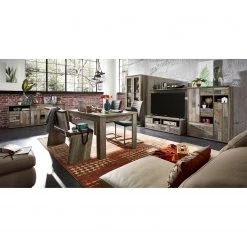 Red Living Meuble TV Tapara - 4 éléments - Avec éclairage - Marron / Gris -Meubles TV muraux Soldes wohnwand tapara i braun grau 4383596