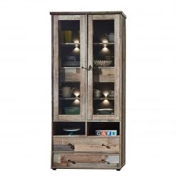 Red Living Meuble TV Tapara - 4 éléments - Avec éclairage - Marron / Gris -Meubles TV muraux Soldes wohnwand tapara i braun grau 4383608