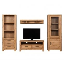 Ars Natura Ensemble mural Toumanar I (4 éléments) - Partiellement en acacia massif - Acacia sable -Meubles TV muraux Soldes wohnwand toumanar 4 teilig i akazie teilmassiv akazie sand 3600801