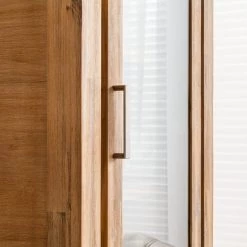 Ars Natura Ensemble mural Toumanar I (4 éléments) - Partiellement en acacia massif - Acacia sable -Meubles TV muraux Soldes wohnwand toumanar 4 teilig i akazie teilmassiv akazie sand 3600809