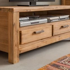 Ars Natura Ensemble mural Toumanar I (4 éléments) - Partiellement en acacia massif - Acacia sable -Meubles TV muraux Soldes wohnwand toumanar 4 teilig i akazie teilmassiv akazie sand 3600813