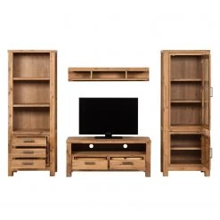 Ars Natura Ensemble mural Toumanar I (4 éléments) - Partiellement en acacia massif - Acacia sable -Meubles TV muraux Soldes wohnwand toumanar 4 teilig i akazie teilmassiv akazie sand 3600821